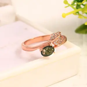 Vintage Oval Cut Green Moss Agate Engagement <b>Ring</b> Set Unique Hollywood Style Rose <b>Gold</b> Moissanite Women's Bridal Wedding <b>Ring</b> - Product Image 4