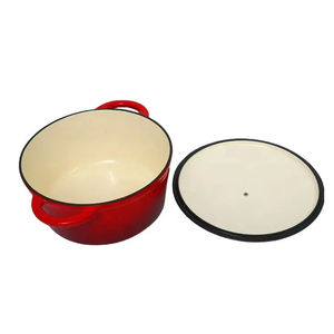 Chine gros forme ronde émail revêtement antiadhésif cuisine batterie de cuisine casserole <span class=keywords><strong>en</strong></span> <span class=keywords><strong>fonte</strong></span> avec bouton <span class=keywords><strong>en</strong></span> acier inoxydable SS304 - Product Image 3