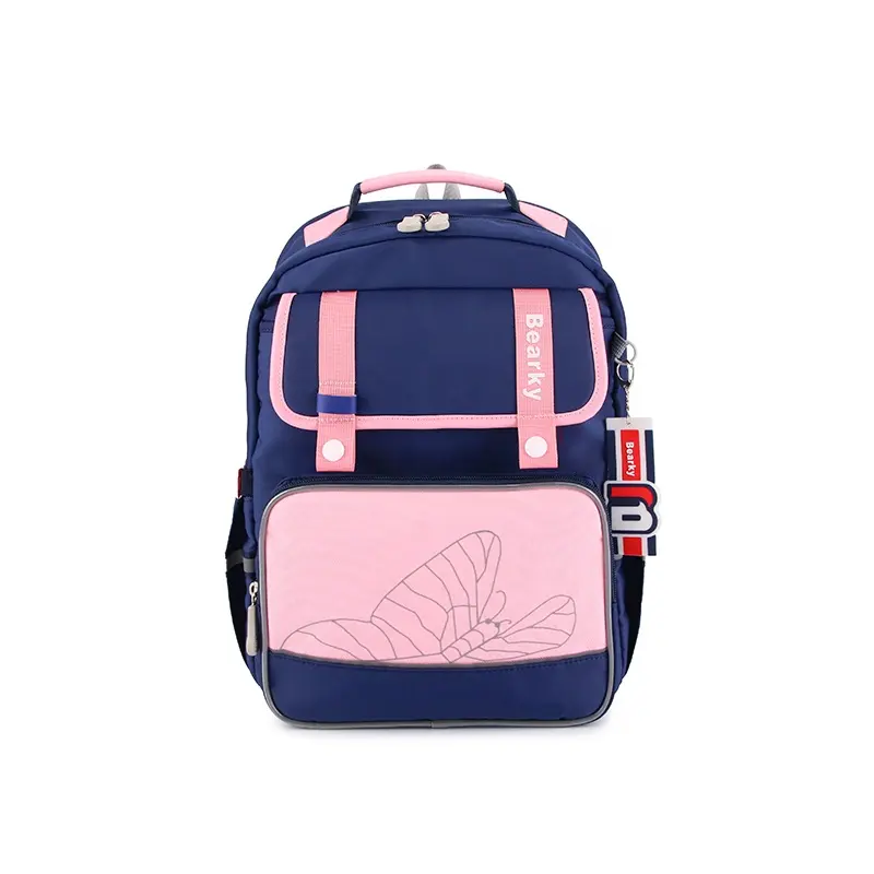 BEARKY Best Selling cute zipper pink Primary student child waterproof backpack school bag for girls print logo