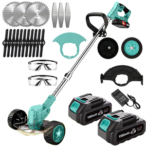 라이트 블루 전기 무선 스트링 트리머 3-in-1 조정 가능한 잔디 잡초 wacker <span class=keywords><strong>2</strong></span> 개의 배터리 산업 학년 정원 관리 21V - Product Image 1