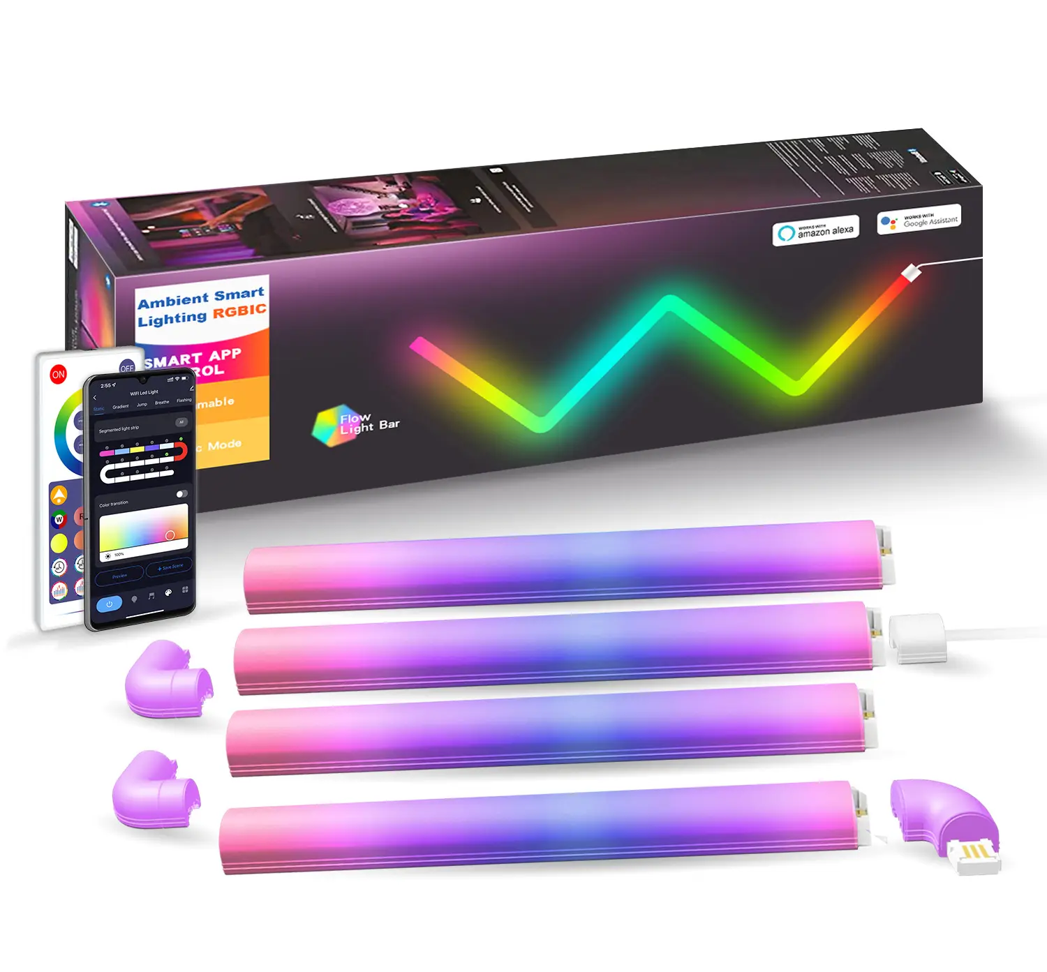 Smart home lights Music Sync LED Light Bar For Gaming Bedroom Tu ya Remote Control Home Decor RGBIC Smart glide Wall Lights