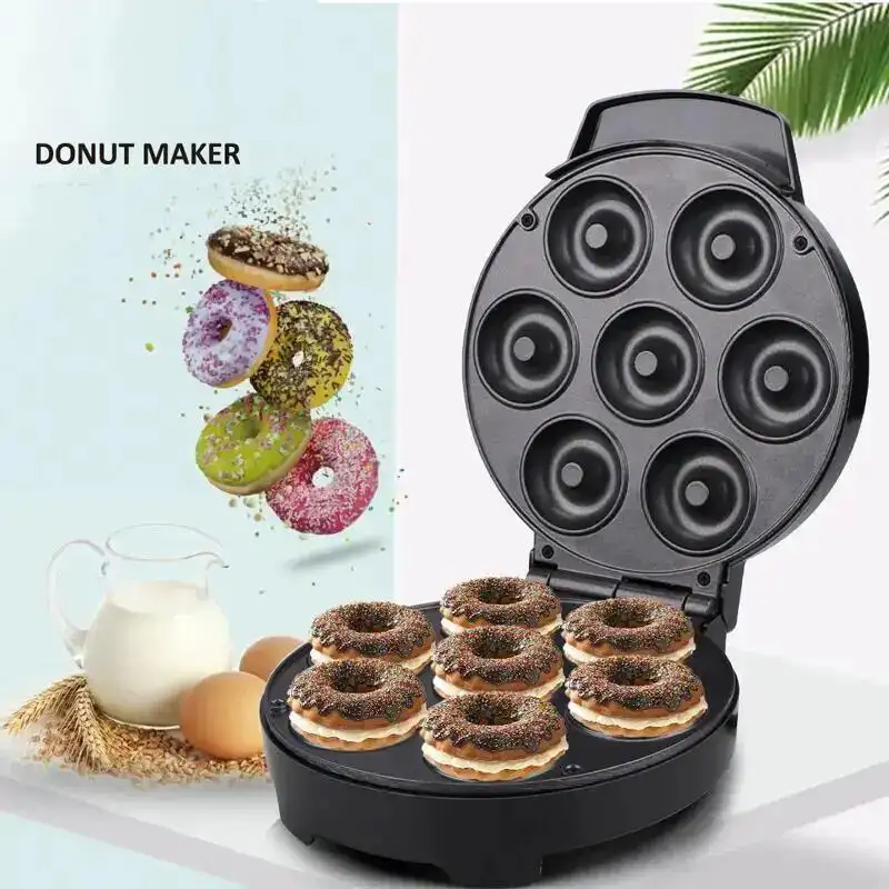 Yüksek kaliteli ev kullanımı 110V 220V otomatik yapışmaz aperatifler tatlılar çörek makinesi elektrikli Mini yuvarlak Donut yapma makinesi makine