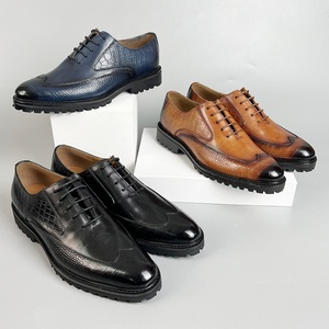 Chaussures en cuir pour hommes de haute qualité, style britannique, fabriquées à la main, en cuir véritable, à lacets, chaussures de mariage respirantes, toutes saisons - Product Image 6