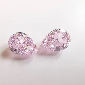 Pear cut ice crushed cubic zirconia gemstone 7A grade pink synthetic zircon stone