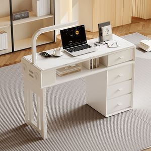 Modern White Nail Table Desk with LED <b>Light</b> Storage Drawer Makeup Workstation for Salon Home Studio - Product Image 3
