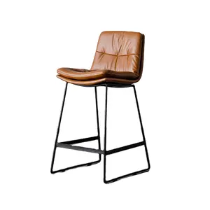 Pu Seat Metal Legs Chair High Bar Stool Sillas With Durable Footrest Frame Metal Bar Chairs