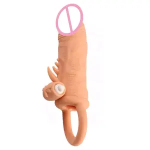 Realistic Sex Extender Condom Reusable Silicone Extension Penis Sleeve Big Size