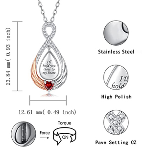 Infinity Urn – colliers en cristal pour cendres, ailes d'ange, pendentif, souvenir de crémation, bijoux, médaillon en acier inoxydable pour femmes - Product Image 2