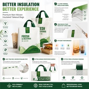 Sac isotherme jetable non tissé pour la conservation de la chaleur et du froid, avec logo personnalisé pour la livraison rapide de repas - Product Image 6