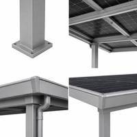 Kit de carport solaire compact 3KW 5KW avec panneaux solaires monocristallins, onduleur connecté au réseau, auvent photovoltaïque en aluminium étanche pour maison/villa
