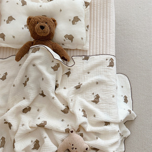 Thiết Kế Chăn Bông 4 Lớp Ấm Cúng Teddy Bear Muslin Swaddle Muslin Swaddle Bọc Bọc Em Bé Tàu Sân Bay Chăn Cho Bé Sơ Sinh - Product Image 5