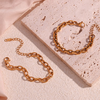 Bracelet chaîne en acier titane Bracelet chaîne boîte en acier inoxydable plaqué or 18 carats pour femme