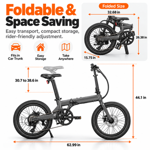 Vélo pliable 20 pouces, moteur arrière 250W, batterie lithium 36V, freins à disque doubles, pour les trajets en ville, FEB001, vélo électrique pliable 20 pouces - Product Image 4