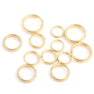 Conector de joyería de doble anillo de acero inoxidable para la fabricación de pulseras, chapado en oro de 18k, forma redonda H1351 - Product Image 5