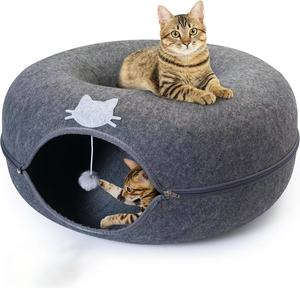 Meow <span class=keywords><strong>Mansion</strong></span> Large Cat Cave Donut Bed - Cat Tunnel Bed para gatos grandes de hasta 30 libras - Product Image 1