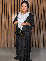 Robe Chauve-Souris en Dentelle Grande Taille avec Strass pour Femmes Africaines, Approvisionnement Transfrontalier