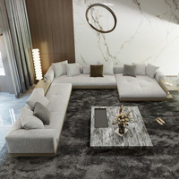 Canapé d'angle Connelly en tissu coton-lin, design italien minimaliste haut de gamme, mousse haute résilience, pour salons