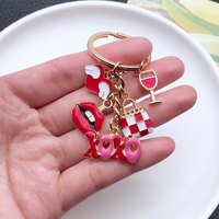 Cincin kunci bunga warna-warni rantai lucu fesyen Enamel untuk wanita gadis aksesoris tas tangan hadiah gantungan kunci kustom