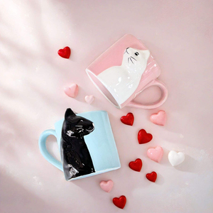 Valentine's Day Nordic Simple Style 400ml Ceramic Cartoon Three-dimensional Cat <b>Mug</b> Gift For Couple - Product Image 4