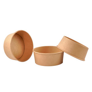 Bol à déjeuner en papier imprimé personnalisé bols à salade en papier kraft alimentaires jetables à emporter tasse à soupe kraft en papier - Product Image 4