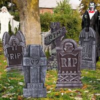 Ventes en gros de tombes en mousse d'Halloween de 17 pouces, décorations de cimetière RIP avec piquets métalliques pour la cour extérieure, la maison hantée, la fête