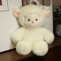 Collection de peluches shaggy avec agneau, éléphant et renard arctique, jouets doux à poils longs et mignons pour étagère de chambre d'enfant