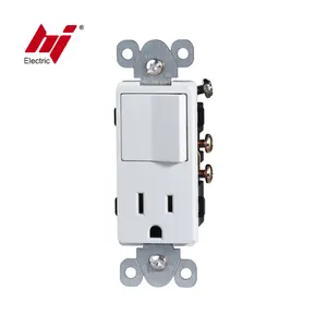 15A Decorative Combination Devices Single Pole Receptacle Rocker Switch with UL