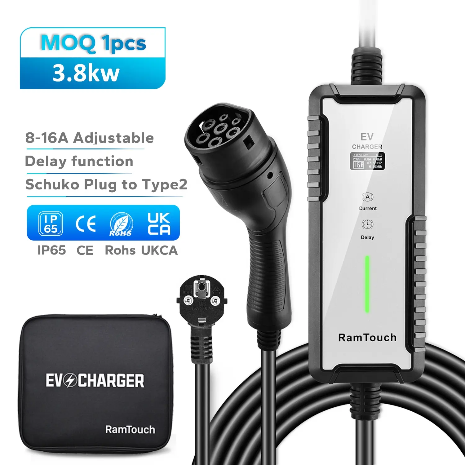 Wholesale 3.5kw Electric Home Car Charger Type 2 Smart Portable Charger Ev 16a Electric Vehicle Charging Station