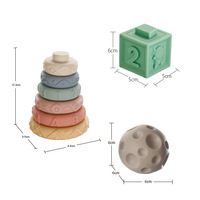 Juguetes Educativos Sensoriales Montessori para Bebés, Libres de BPA, Bloques de Apilamiento de Silicona Suave