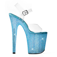 Chaussures de pole dance à strass de 20 cm, talons transparents en PVC pour spectacle sur scène, chaussures de danse exotique pour boîte de nuit, sur mesure