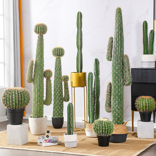 Potted Tropical False Green Plants Desert Scenery False Green Plants Decorative Simulation Plastic Cactus