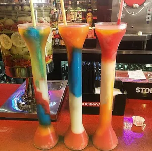 Klasik Las vegas 24oz plastik slush uzun boyun partiler bardaklar plastik hatıra bardaklar logo ile slushy yard tropikal bardaklar