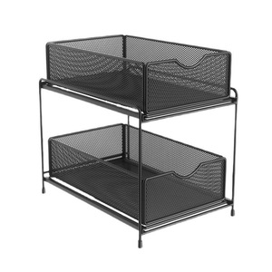 Organisateur de salle de bain moderne en métal à double niveau avec installation par crochets - Étagère coulissante <span class=keywords><strong>sous</strong></span> l'évier pour rangement - Product Image 5