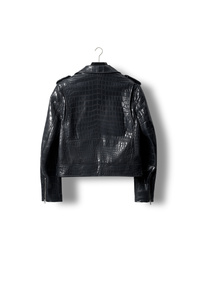 Chaqueta de Motero Auténtica de Piel de Cocodrilo del Nilo |   Acabado Tonal Wash y Interior de Seda de Morera Completa - Product Image 6