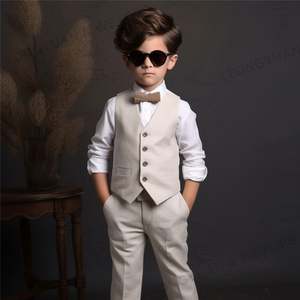 Vêtements personnalisés 2025 printemps automne mode Gentleman enfants vêtements nouveau costume blanc garçon gilet costume <span class=keywords><strong>grossiste</strong></span> - Product Image 3