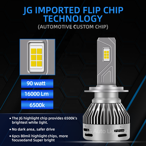 JG factory design A5 90w plug and play H11 H4 H7 H13 9005 9006 16000lm 6500k faro a led per sistemi di illuminazione automatica - Product Image 2