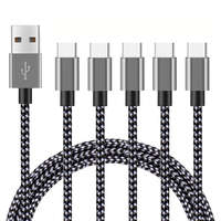 Cable USB-C de Nailon de 1M-6 pies, Carga Rápida de 3A para Teléfonos Móviles Android y Computadoras/PC