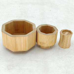 Jardinières octogonales empilables <span class=keywords><strong>en</strong></span> bois, jardinières rustiques <span class=keywords><strong>en</strong></span> bambou pour patio, pots de fleurs pour plantes, décoration intérieure, lot de 3 - Product Image 5