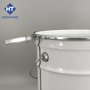 Balde de metal com tampa de metal para barril, recipiente de tambor de 20 litros com anel de bloqueio personalizado, balde de metal com tampa de metal redonda