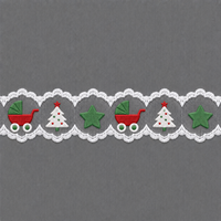 Fournitures de Noël pour la confection de bandeaux, ornements de nœuds et accessoires de couture pour vêtements, avec garniture en dentelle brodée double face motif sapin de Noël