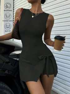 Aoyema <span class=keywords><strong>Tennis</strong></span> Wear New Style Cool Transpirable Pickleball Outfit Falda DE TENIS Cuello redondo Diseño sin espalda Falda inferior adelgazante - Product Image 5