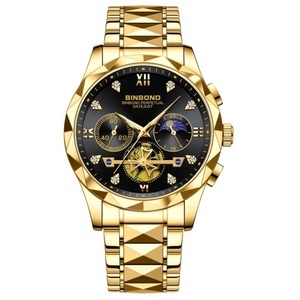 Montre de luxe pour homme avec chronographe tourbillon, étanche, lumineuse, affichage 24H, calendrier, montre à quartz en acier inoxydable pour affaires - Product Image 4