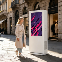 Tótem LCD para Exteriores con Soporte de Piso, Pantalla de Vidrio Templado Antideslumbrante de 49 Pulgadas 2K/4K, Kiosco Digital de Doble Cara para Estación de Autobuses