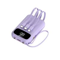 Batterie portable Li-polymère 20000mAh, charge rapide, power bank avec câbles intégrés, écran LED, utilisation en extérieur, chargeur PD 37W
