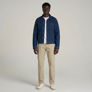 Veste en jean décontractée bleu clair vintage pour homme avec col montant respirant et 2 poches poitrine – Meilleur prix, nouveau design - Product Image 1