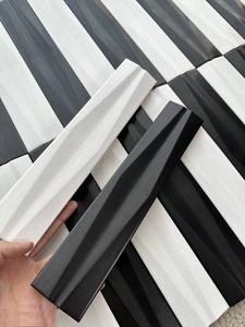 Fábrica al por mayor superficie almenada negro blanco empalme mate brillante azulejo torneado a mano suelo decoración interior y exterior - Product Image 5