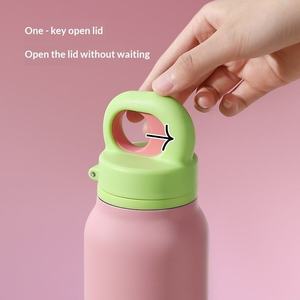 304 Stainless Steel Vacuum Insulated Water Bottle One Click Lid Portable <b>Thermos</b> Bottle 600ml for Travel Gym Outdoor - Product Image 5
