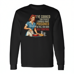 T-shirt a maniche lunghe Sassy Cooking per adulti, unisex, girocollo, con stampa digitale, design divertente - Product Image 3