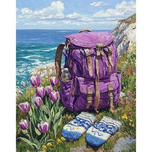 Pour CHENISTORY <span class=keywords><strong>violet</strong></span> sac à dos bricolage peinture par numéros Kits pour adultes paysage peinture acrylique sur toile pour la décoration intérieure - Product Image 2