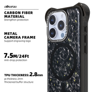 Forge coque de téléphone en <span class=keywords><strong>fibre</strong></span> de carbone pour iphone 16 14pro max aimant couverture noire pour iPhone 16pro max 13 pro max 15pro couverture de support - Product Image 5